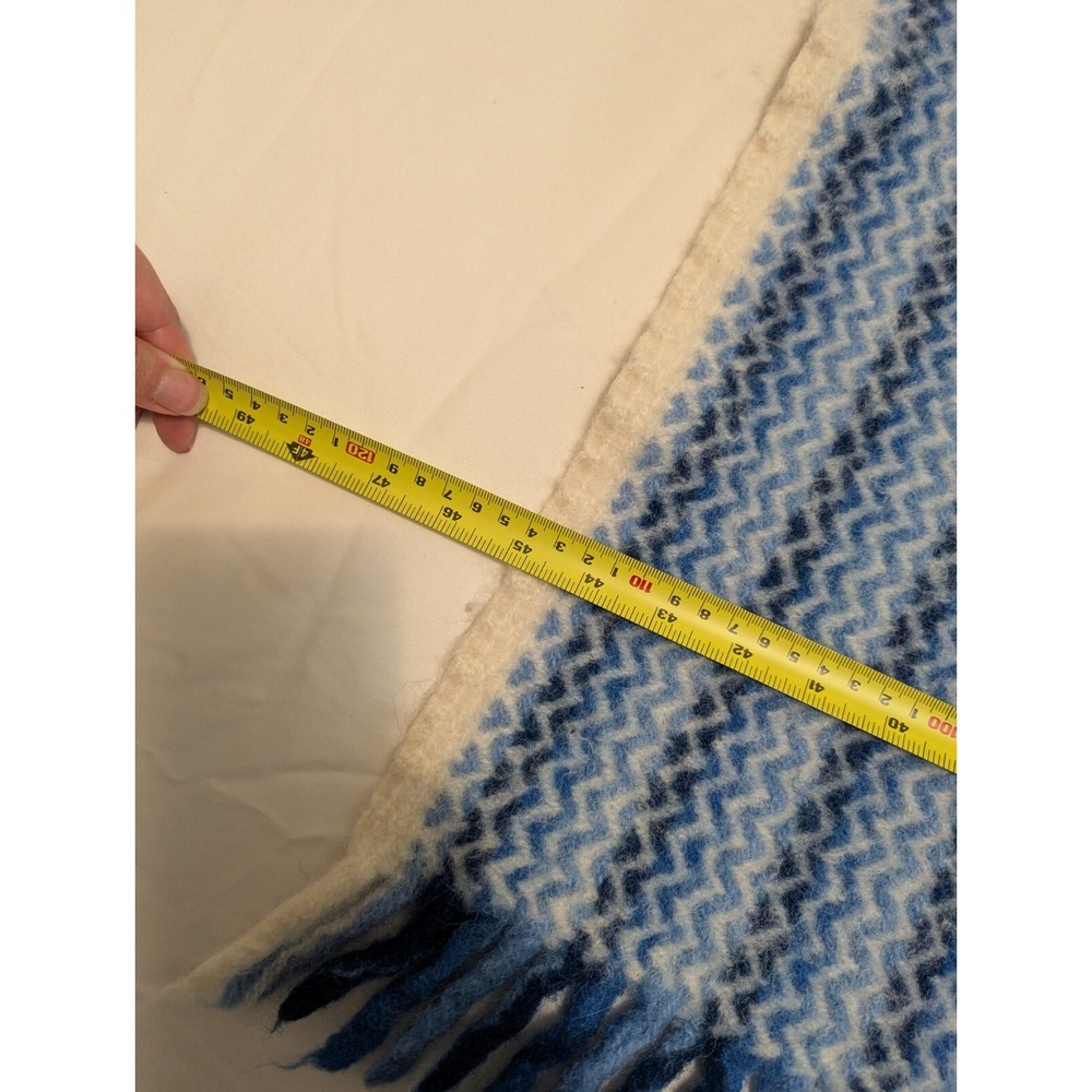 Klippan 100% Lambs Wool Chevron‎ Blue Throw Blanket 114 x 134cm Made in Latvia - Picture 6 of 7
